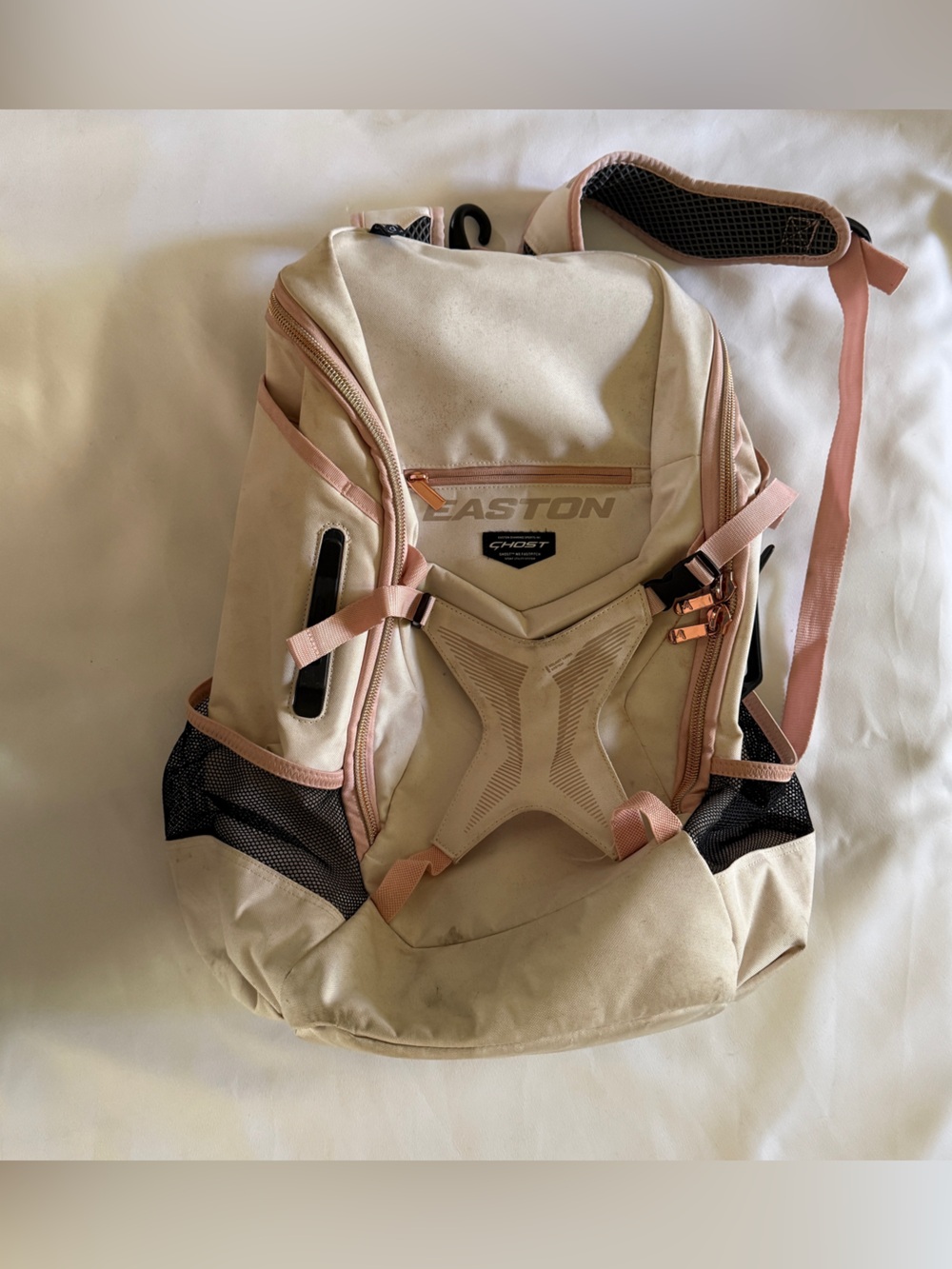 Easton Ghost NX Fastpitch Softball Cream and Pink Sport Backpack